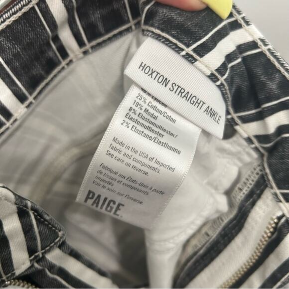 Paige Hoxton Straight Ankle Jeans Vintage Black Stripe Size 26 - Picture 12 of 13